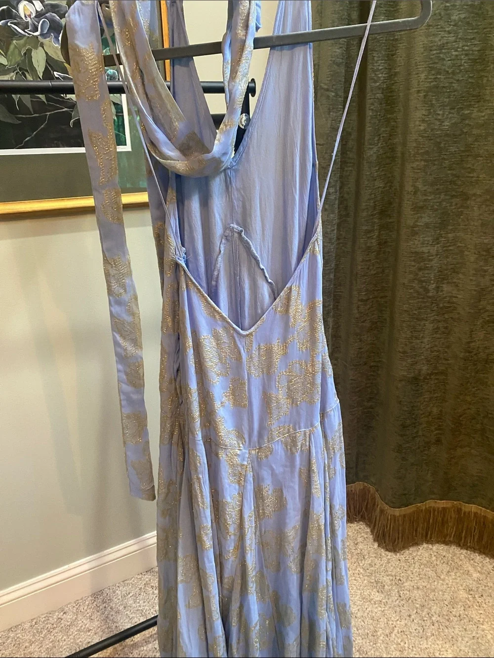 NWT Free People Evening Maxi Dress with Gold Leaf Pattern - Picture 6 of 10